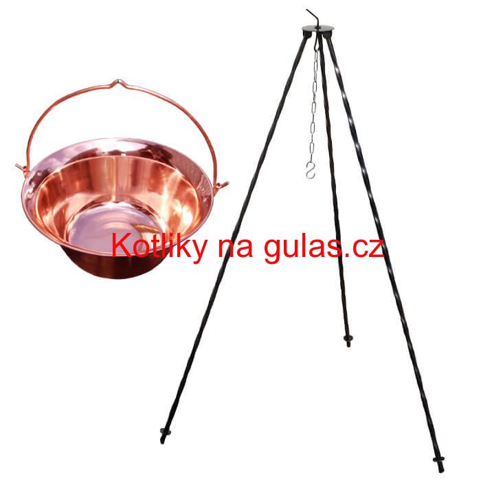 Měděný kotlík 14 L (1,2 mm) + trojnožka 1,2 m