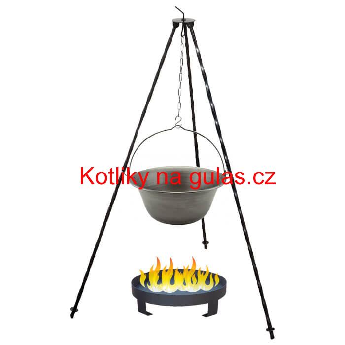 Železný kotlík 6 L (0,75 mm) + trojnožka 1 m + ohniště 36 cm