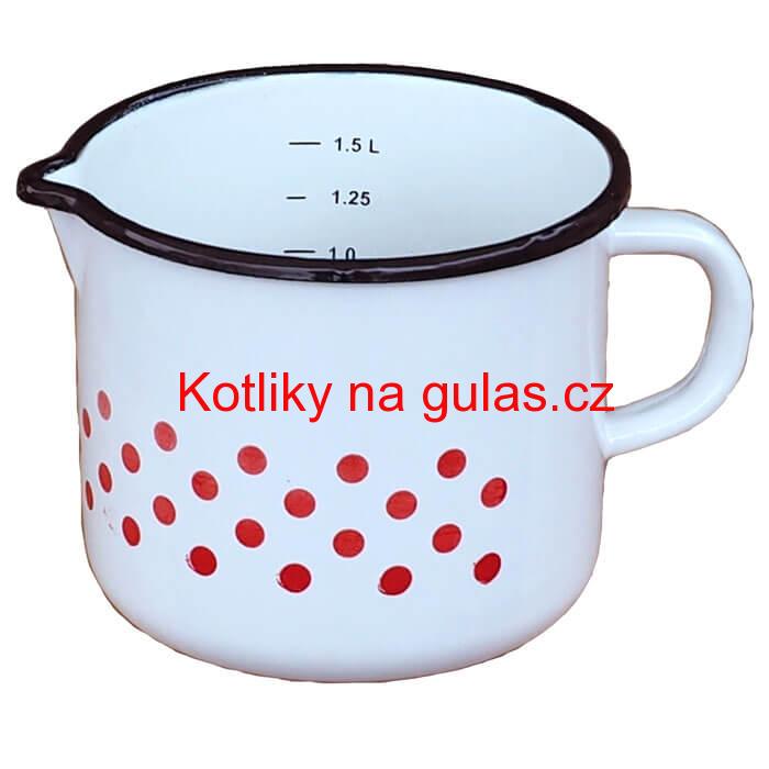 Smaltovaný hrnek s výlevkou 1,5 L - tečkovaný