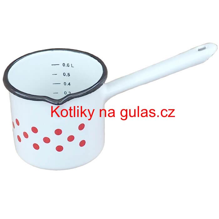 Smaltovaný hrnek s rukojetí 0,6 L - tečkovaný