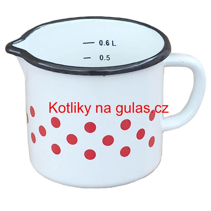 Smaltovaný hrnek s ouškem 0,6 L - tečkovanou