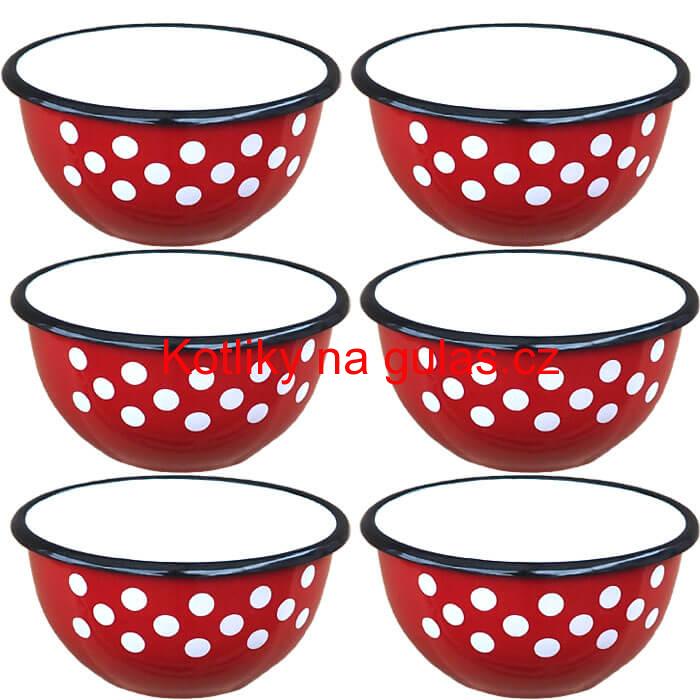 Souprava smaltovaných misek 14 cm 6 ks