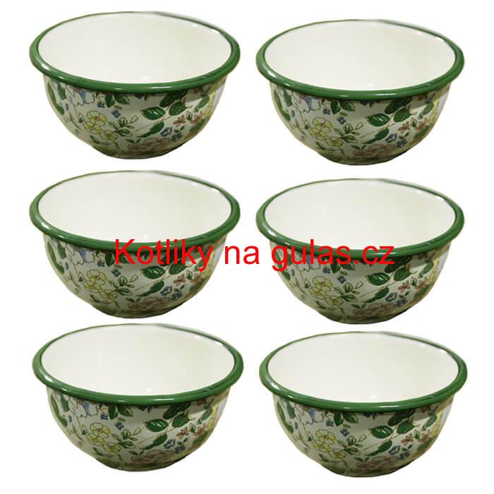 Souprava smaltovaných misek 15 cm 6 ks DECOR