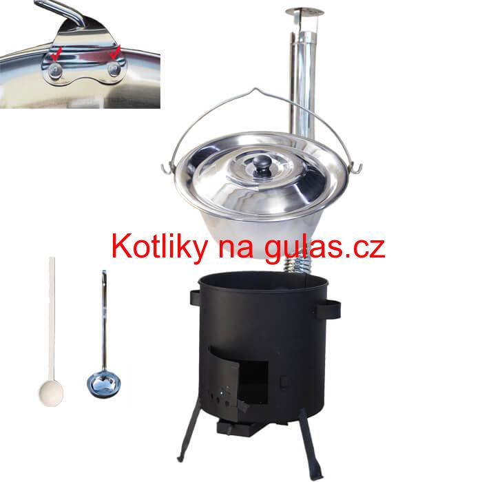 Nerezový kotlík 20 L (0,8 mm) zesílený s nýty + žáruvzdorná kotlina (1 mm) 42 PLUS 600