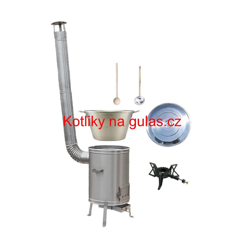 Nerezový kotel 70 L + nerezová kotlina 56 cm LUX + litinový hořák 7 kW BIG PARTY