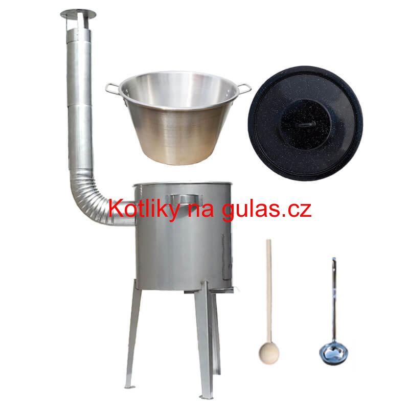 Nerezový kotel 40 L (1,2 mm) + nerezová kotlina 45 cm LUXUS + naběračka a vařečka