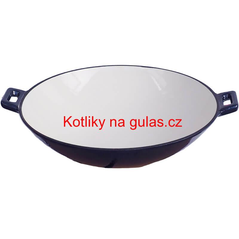 Litinový wok – smaltovaný povrch 37 cm