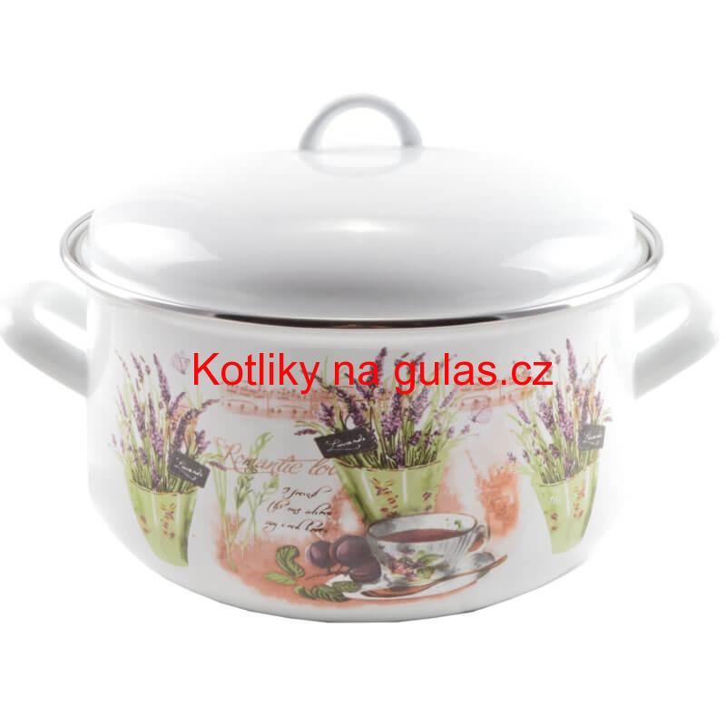 Smaltovaný kastról s pokrievkou 6 L levanduľa