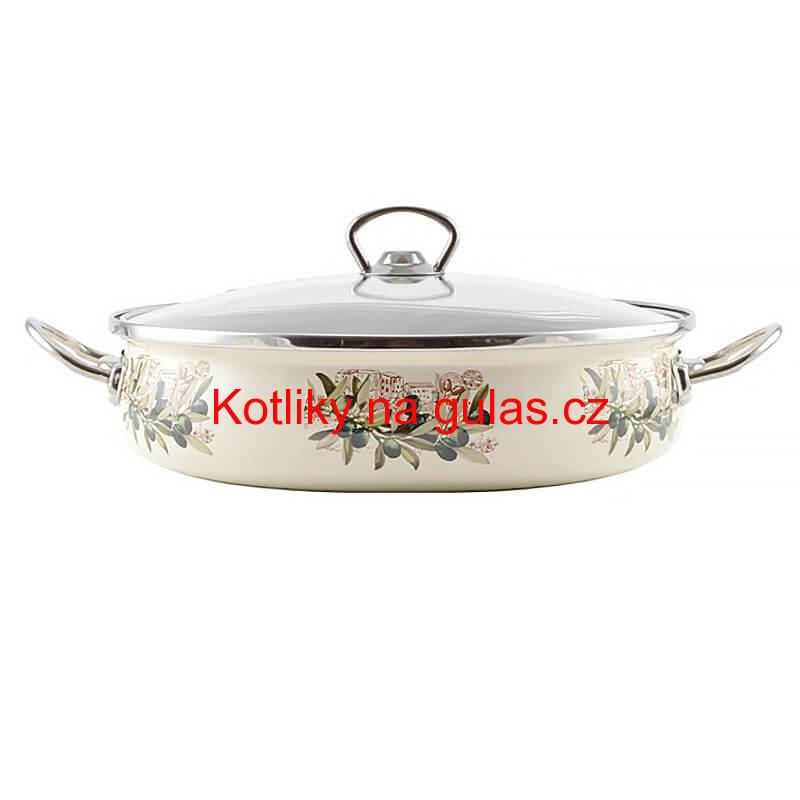Smaltovaný rendlík s poklicí 28 cm OLIVA