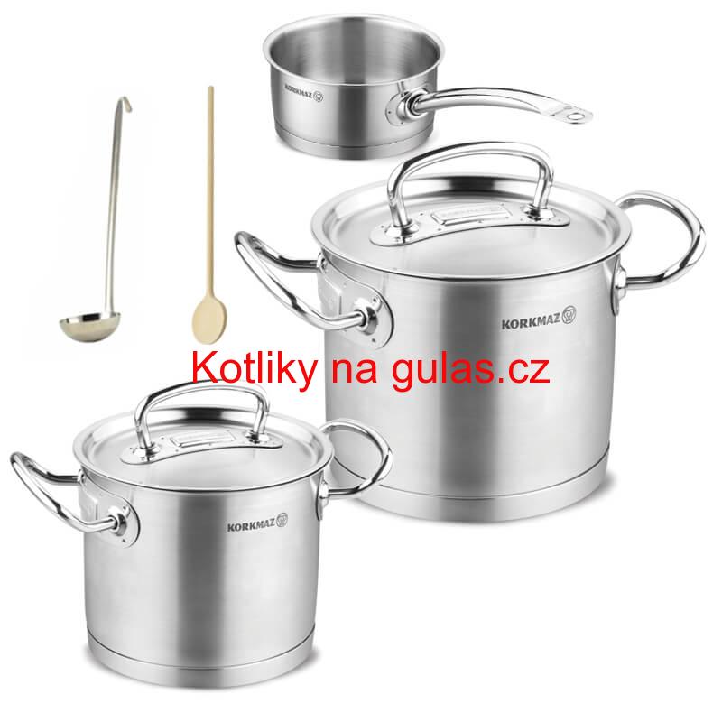 Sada nerezových hrnců s poklicí + rendlík 2 + 1 ks 5 L, 9 L, 1,5 L