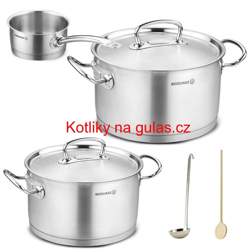 Sada nerezových hrnců s poklicí + rendlík 2 + 1 ks 6 L, 10 L, 2,8 L