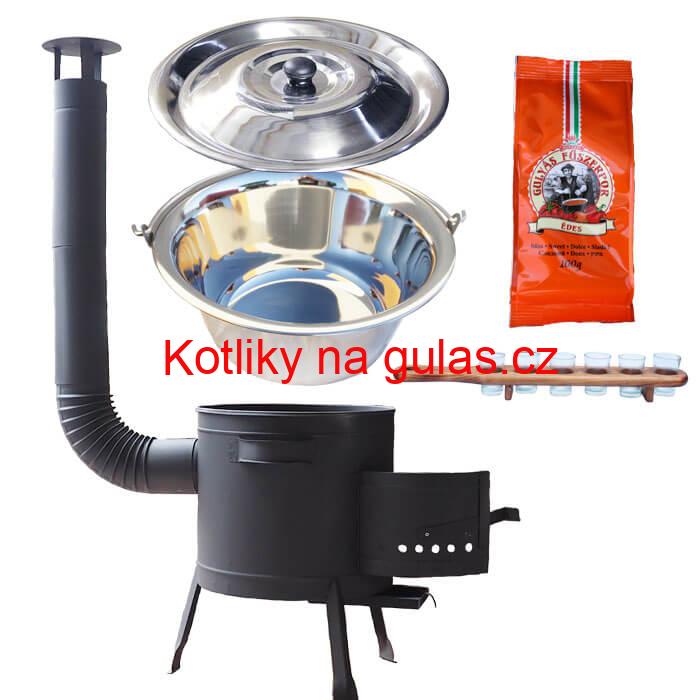 Nerezový kotlík 22 L (0,8 mm) + korenie + štamperlíky + nízka žiaruvzdorná kotlina (0,8 mm) 42 PLUS 600