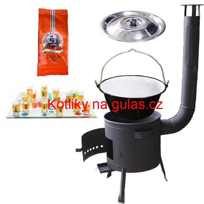 Smaltovaný kotlík 20 L (1,2 mm) + pepř + člověče pi už + nízká žáruvzdorná kotlina 42 PLUS 600