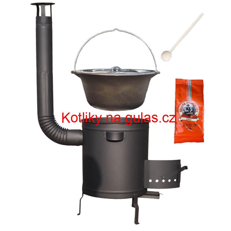 Litinový kotlík 16 L + silnostěnná kotlina 36 cm (1,5 mm) STRONG + žáruvzdorná barva Plus 600