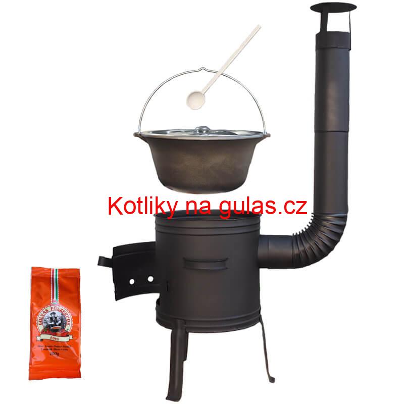 Litinový kotlík 10,8 L + kotlina 33 cm (1 mm) + žáruvzdorná barva Plus 700