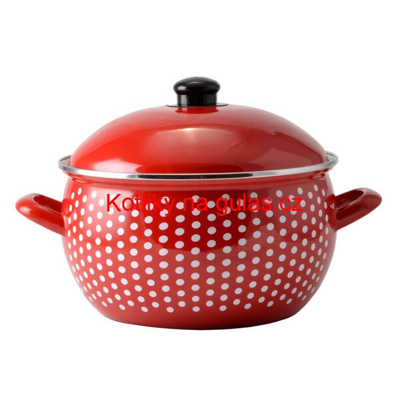 Smaltovaný hrnec 2 l červený 16 cm (tečkovaný)