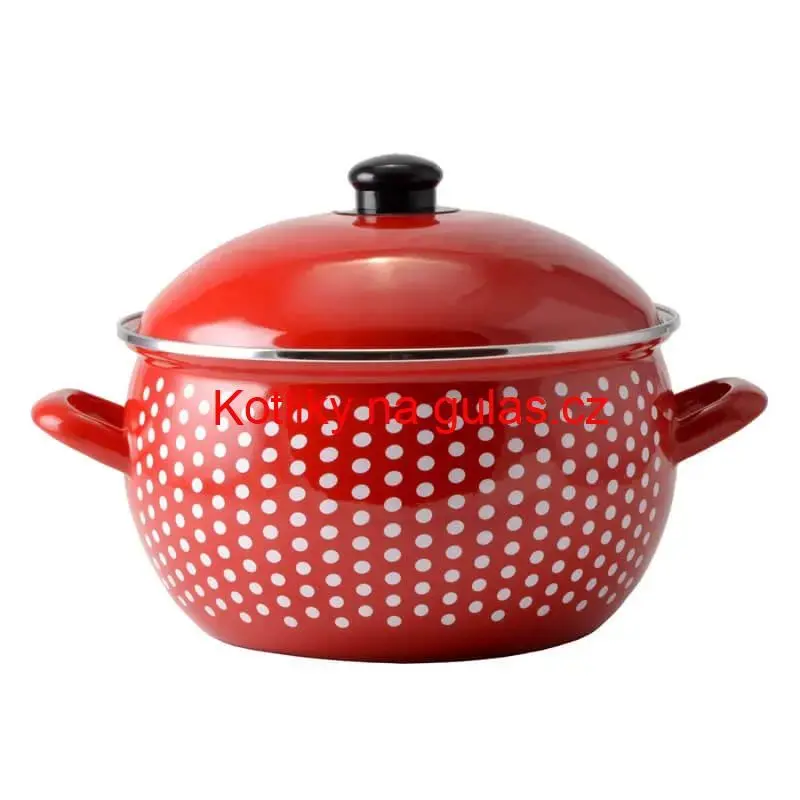 Smaltovaný hrnec 4,8 l červený 20 cm (tečkovaný)