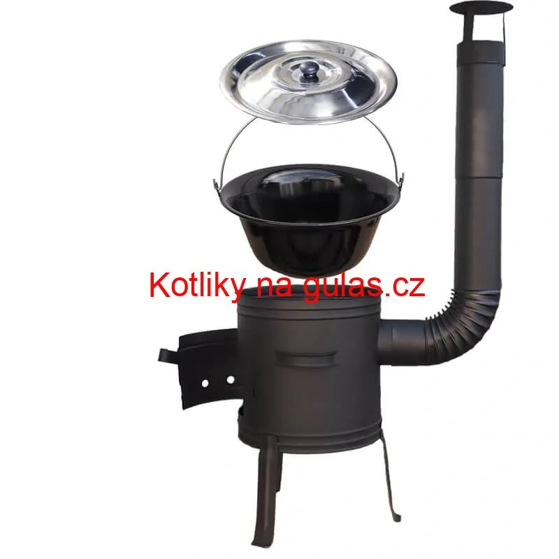 Smaltovaný kotlík 11 L BLACK + nerezová poklice INOX + žáruvzdorná kotlina 33 cm Plus 700