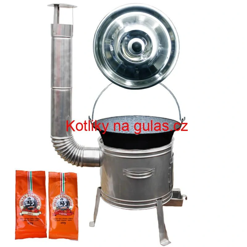 Smaltovaný kotlík 25 L + Nerezová kotlina 42 INOX + paprikový pepř na guláš - MIX 100 g