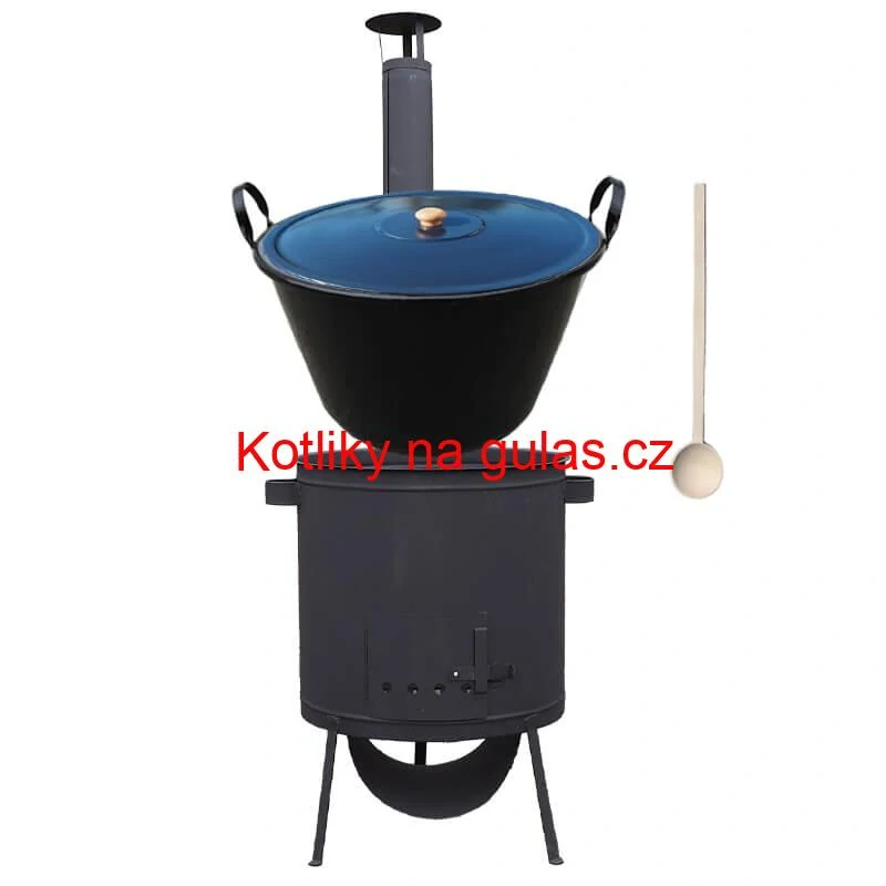 Smaltovaný kotel 60 L na zabijačku + žáruvzdorná kotlina 53 PLUS 600 4 MM + vařečka