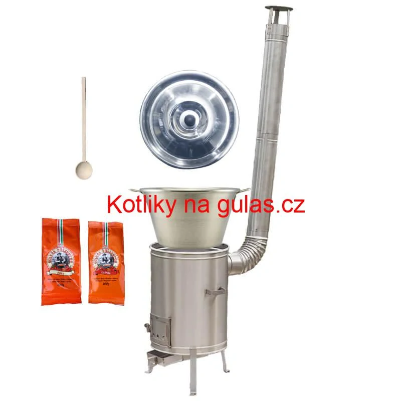 Nerezový kotel 40 L + nerezová kotlina 45 cm LUX + paprikové koření na guláš