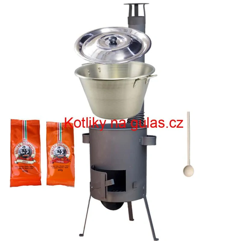 Nerezový kotel 40 L + žáruvzdorná kotliny 45 cm PLUS 600 4 MM + paprikové koření na guláš