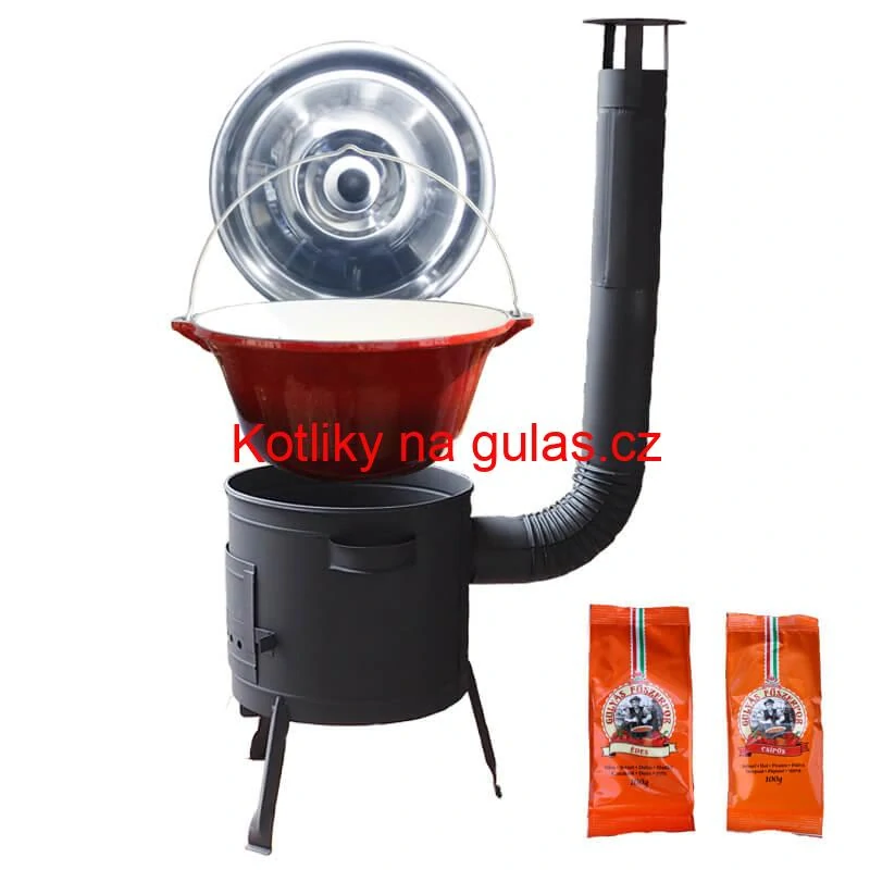 Litinový kotlík se smaltovanou úpravou 22 L + nízká kotlina 42 PLUS 600 + paprikový pepř na guláš - MIX 100 g