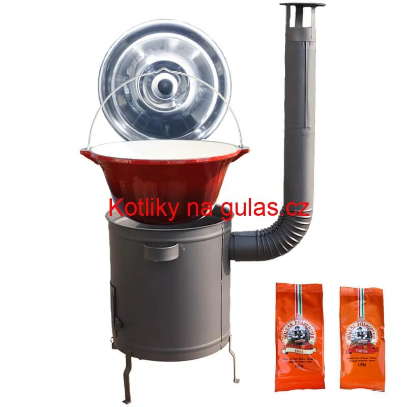 Litinový kotlík se smaltovanou úpravou 22 L + žáruvzdorná  kotlina 42 cm (1,5 mm) STRONG + paprikový pepř na guláš - MIX 100 g