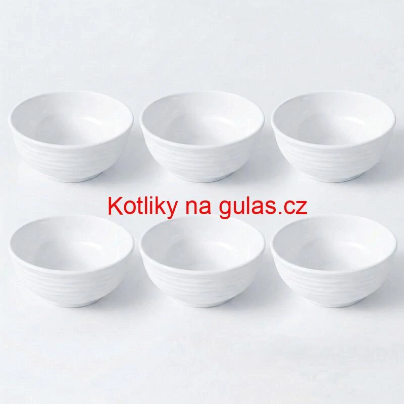 Sada 6 ks: Prémiové bílé misky s kamennou strukturou (750 ml)