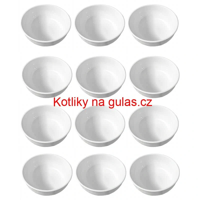Sada 12 ks: Prémiové bílé misky s kamennou strukturou (750 ml)