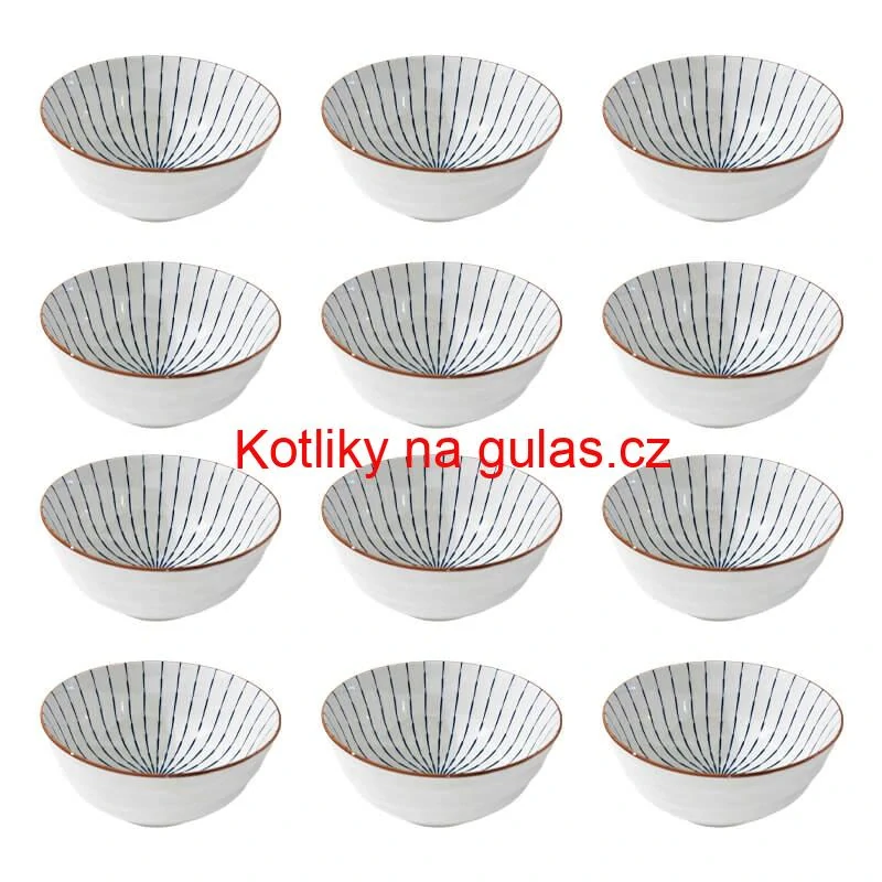 Sada 12 ks velkých keramických misek na guláš a polévky, 1 litr