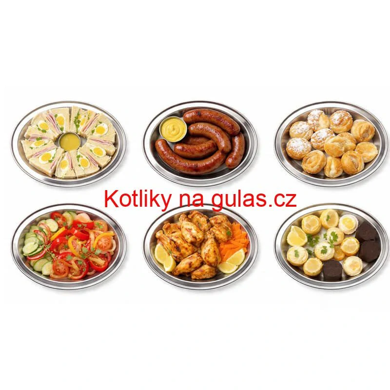 Nerezové podnosy pro catering - set 6 ks (45,5cm) - Servíruj s jistotou a stylem