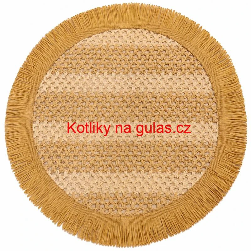 Kulatá přírodní podložka pod talíř se třásněmi 37 cm