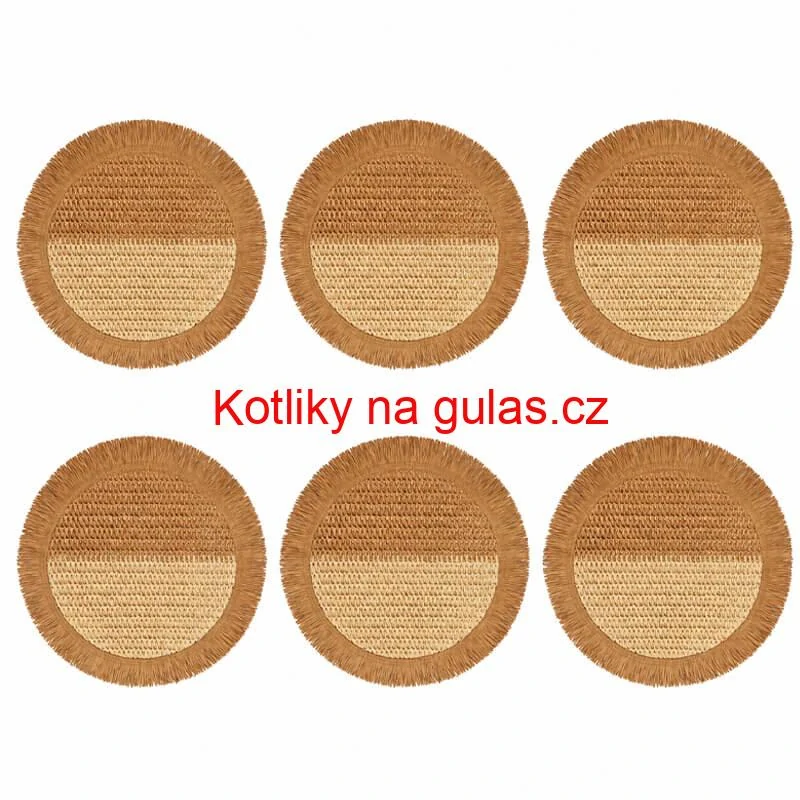 Přírodní podložky pod talíř se třásněmi 37 cm, 6 ks