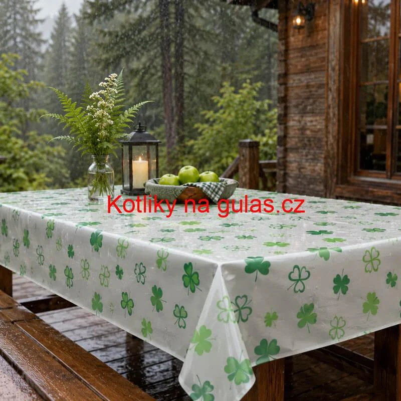 Omyvatelný PEVA ubrus Čtyřlístky 137 × 183 cm
