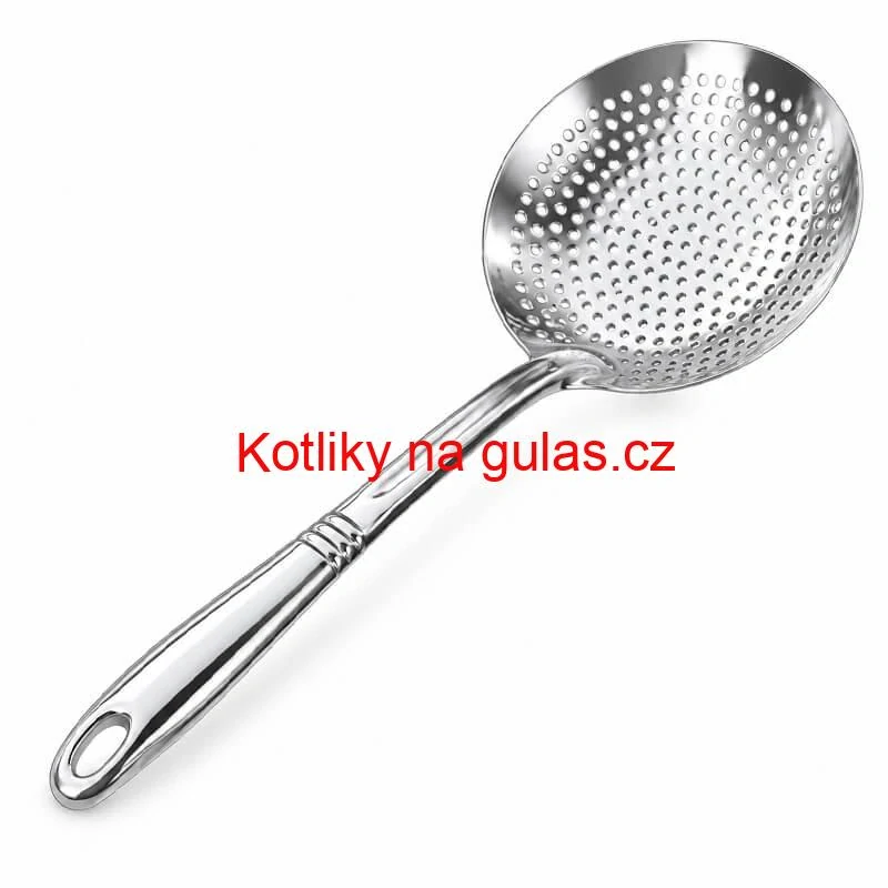 Nerezová děrovaná naběračka – sítko 19 cm, 48 cm