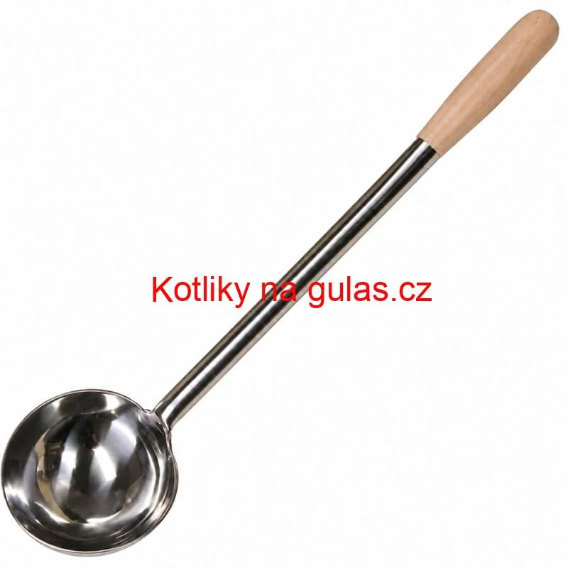 Nerezová naběračka 250 ml s dřevěnou rukojetí – délka 51,5 cm