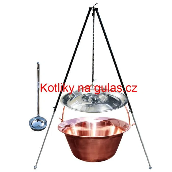 Měděný kotlík 30 L (1,2 mm) + poklice + teleskopický stojan