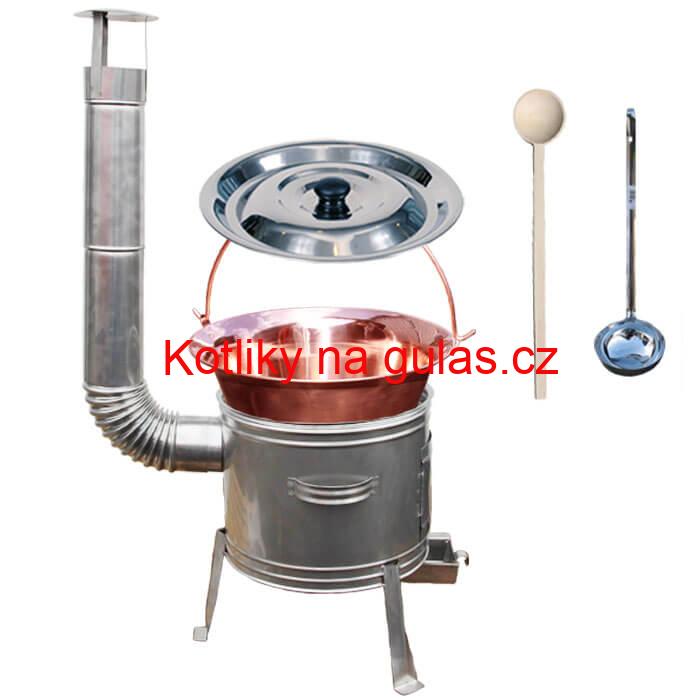 Měděný kotlík 30 L + nerezová kotlina 45 cm TOPLUX