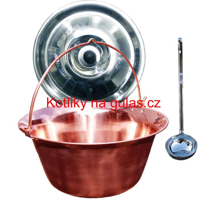 Měděný kotlík 20 L (1,2 mm) + nerezová poklice