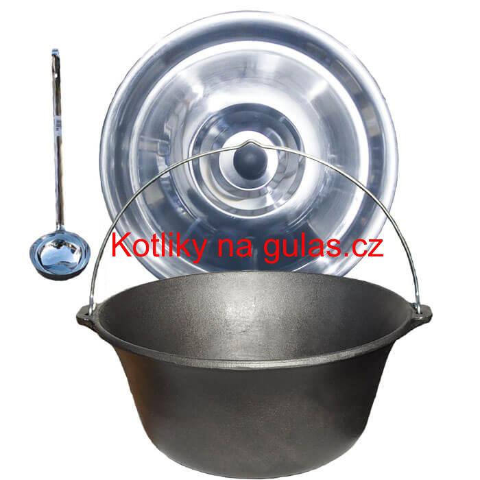 Litinový kotlík 22 L + nerezová poklice