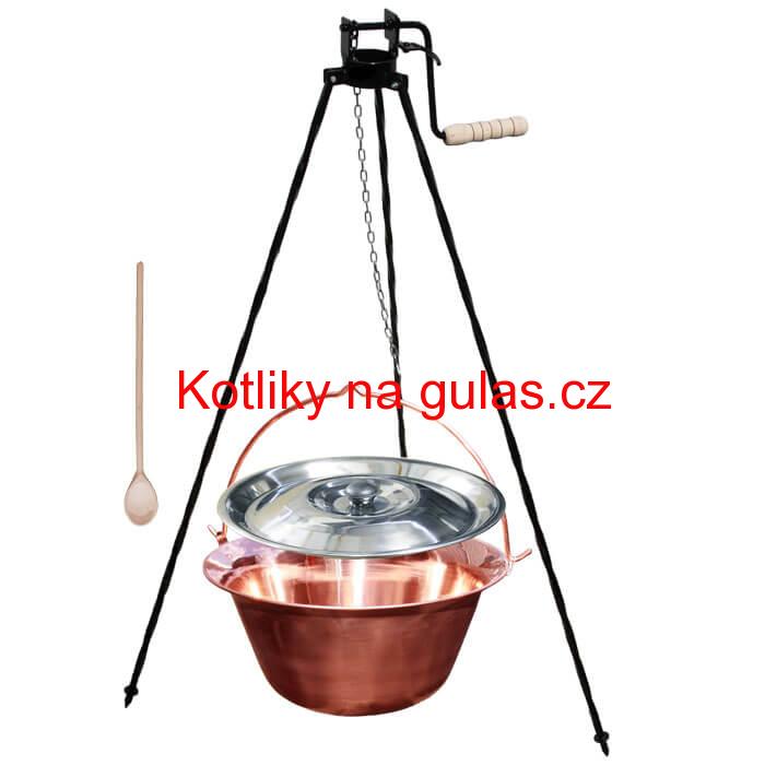 Měděný kotlík 20 L + stojan s kladkou VAR