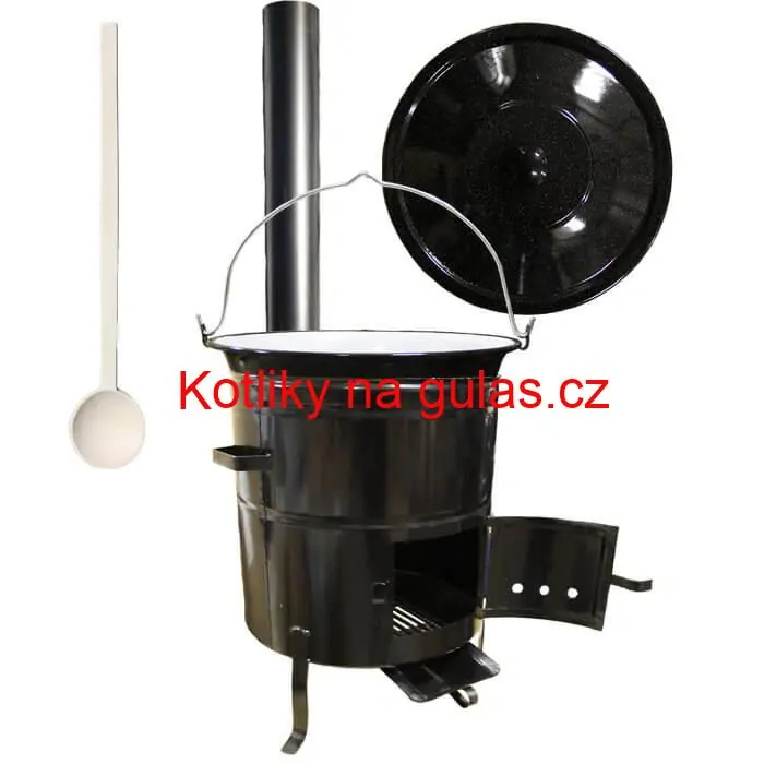 Smaltovaný kotlík 30 L (1,2 mm) + kovová kotlina 50 CLASSIC (KOV) + kouřovod Max Party