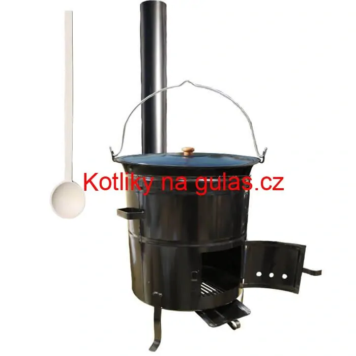 Smaltovaný kotlík 50 L (1,2 mm) + kovová kotlina 50 CLASSIC (KOV) + kouřovod Max Party