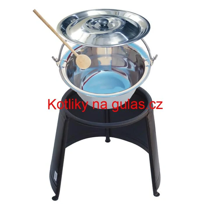 Nerezový kotlík 10 L (0,8 mm) + poklice + chránič plamene