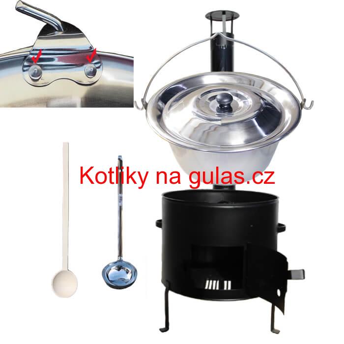 Nerezový kotlíkový set 45 cm + zesílený nerezový kotlík 30 L