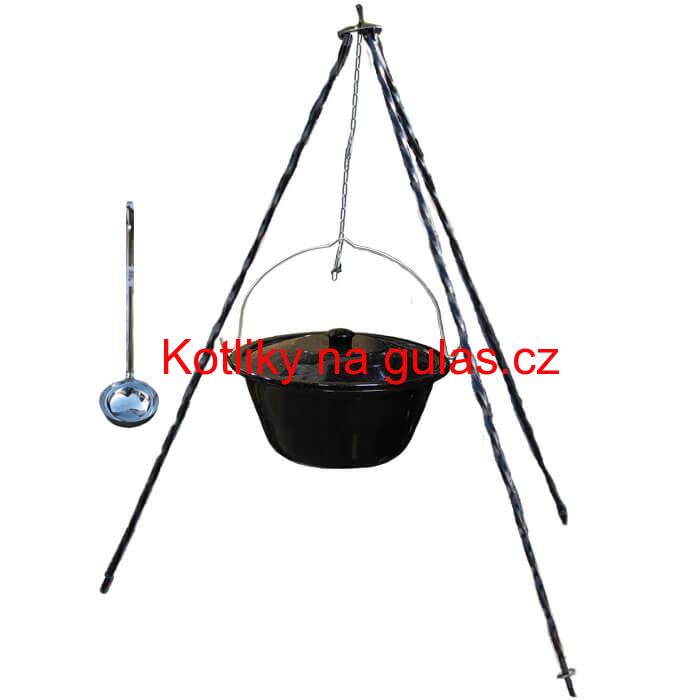 Smaltovaný kotlík 16 L + poklice + trojnožka 1,20 m