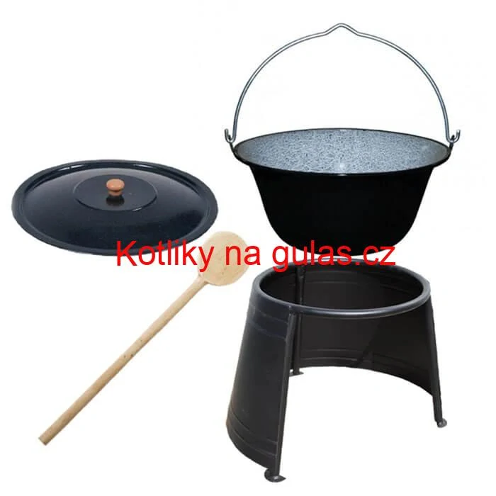 Smaltovaný kotlík 10 L (1,2 mm) + poklice + chránič plamene