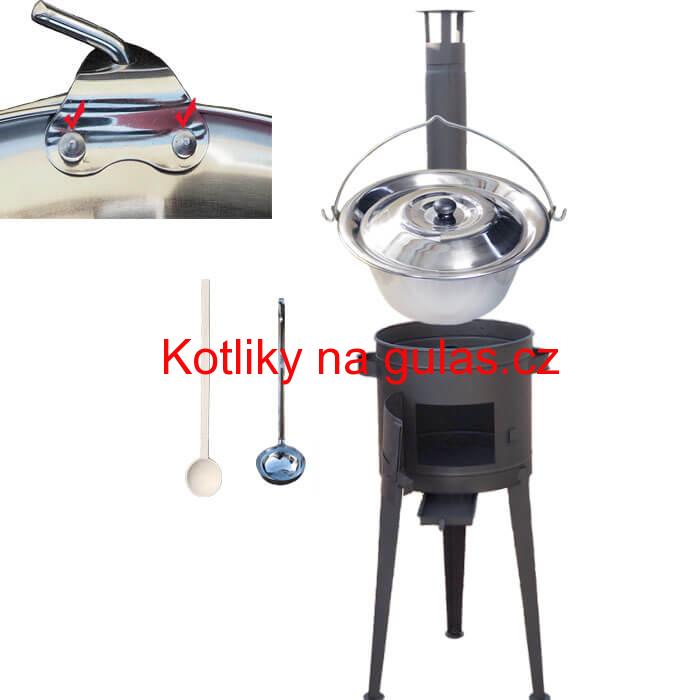 Nerezový kotlík 30 L (0,8 mm) s nýty + vysoká kotlina 45 cm PLUS 600