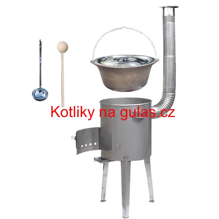 Litinový kotlík 16 L (1 cm) + nerezová kotlina 36 cm LUXUS